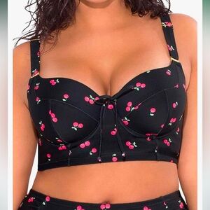 Smart & Sexy Women's Plus-Size Long Lined Underwire Bikini Top - 36DD - Cherry